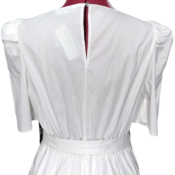 NY & Co. New Puff Sleeve White Poplin Wrap Dress Small - Picture 8 of 12